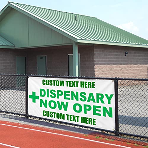 Custom Vinyl Banner Multiple Sizes Dispensary Now Open Green General Medical Outdoor Weatherproof Industrial Yard Signs 10 Grommets Personalized Text Here 60X144Inches #TOP3