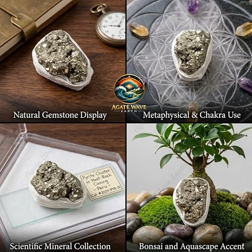 Image of Natural Pyrite Cluster Stone 40-80g | Original Raw Crystal for Money Attraction, Wealth Feng Shui, Vastu Decor & Healing Energy Best Gift (Pyrite Cluster Stone)