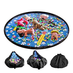 LandJoy kids opbergtas, baby speelgoed opberg speelmat met handvat speelkleed opbergtas kinderspeelgoed opbergtas （150cm hemelsblauw）