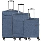  TITAN Novum 3er Set Weichgepäck Trolley 4-Rad Stoff Koffer 3tlg. 390102 S + M + L, Farbe:Navy