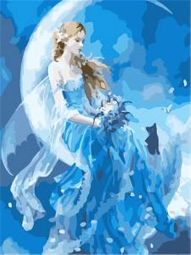 Pracht Creatives Hobby Diamond Painting Set, Woman in the Moon and Accessories, Size approx. 35 x 25 cm, Glitter Stones Painting Set for Children aged 5 and up
