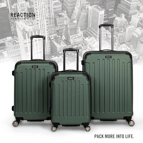 Image of Kenneth Cole Reaction Plastic Renegade 3-Piece Lightweight Hardside Expandable 8-Wheel Spinner Suitcase Travel Luggage Set, Cilantro, (20 inch /24 inch /28 inch), Green