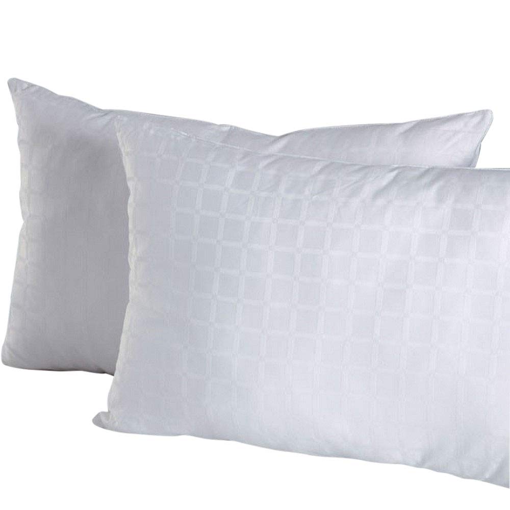 Serene Hotel Filled Pillow 50 x 75cm - 100% Cotton Jacquard Cover - Microfibre Clusters Filling - White