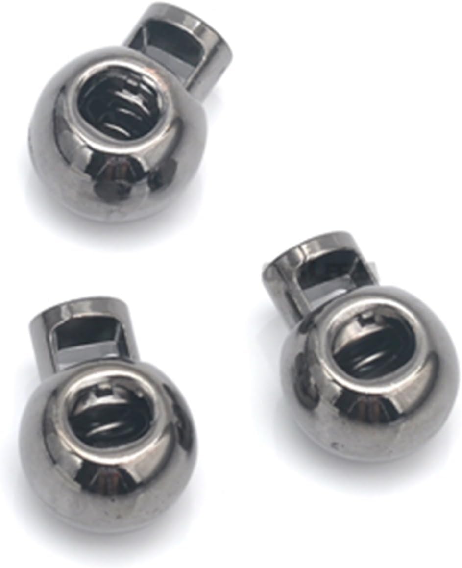KeuLen Spring Cord Locks,30pcs/lot Big Round Metal Alloy Stoppers Toggle 6mm Cord Locks Drawstring Lock One Hole Black Color Shock Cord (Color : Nickel, Size : 22 * 16.5 * 13mm) (Color : Mix Colors)