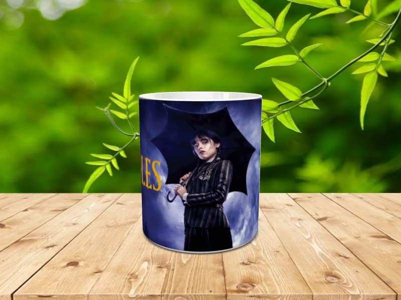 Genérico Personalized Mug Character Wednesday Ad. Gift for Fan TV Series Friends, Multi-coloured, 350 ml, 10 cm diámetro