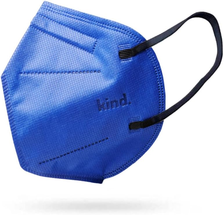 Kind. Cone-Shaped Face Mask, 4-Layer Disposable Design, Breathable & Lightweight, Adult Regular Size, Pack of 5 (ROYAL BLUE)