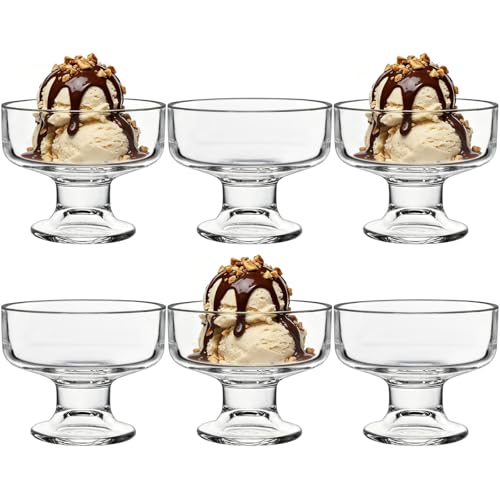 Wieat Dessert Cups Glass Prawn Cocktail Glasses Sundae Ice Cream Bowls Set of 6 Wide Bowl Dessert Cups Appetiser Fruit Salads Glasses