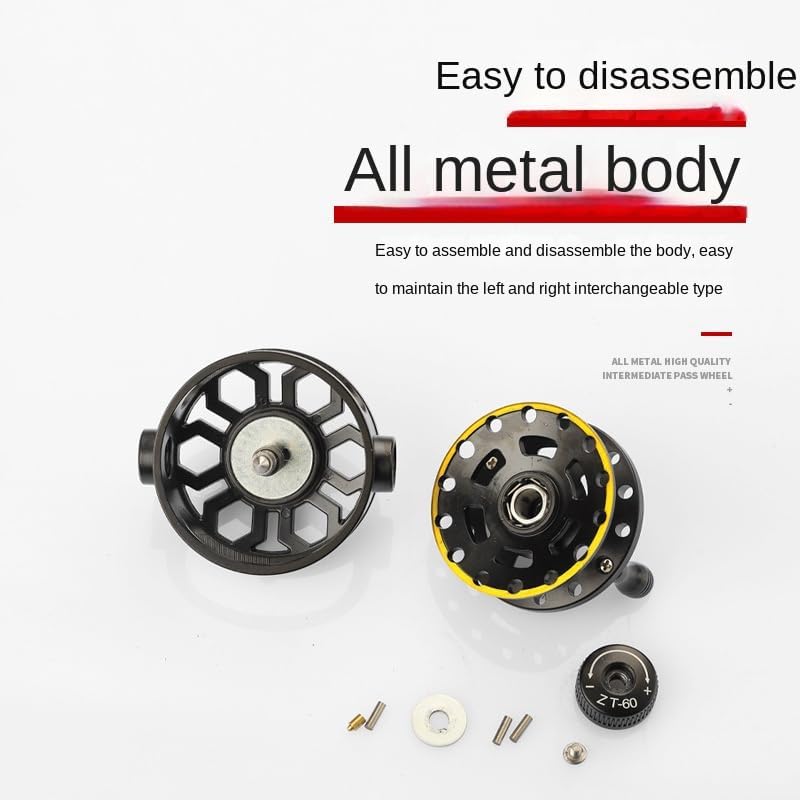 1PC Full Metal Internal Line Guide Fishing Reel - Built-in Drag System Centerpin Reel for Hand Rods & Float Fishing Retrofit Kit