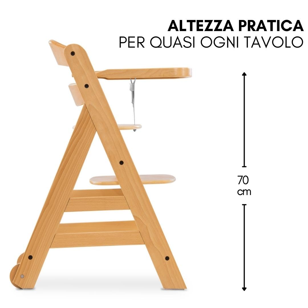 hauck Seggiolone Pappa Evolutivo Alpha Move Newborn Set - Sedia Bambini Da 0 Mesi con Nuova Sdraietta Neonati Premium, Cintura 5 Punti, Ruote, Vassoio e Cuscino - Naturale, Grigio
