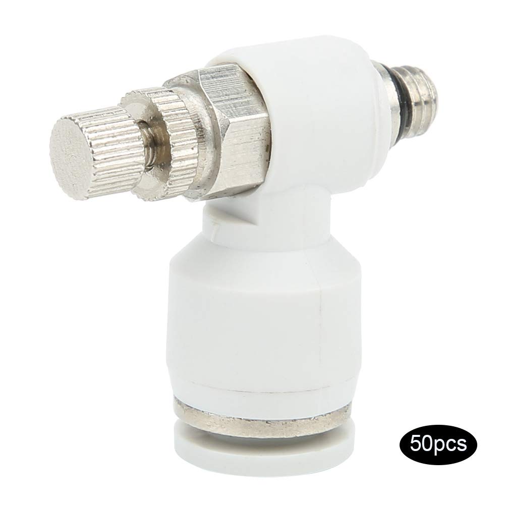 Válvula de control de flujo de aire 50 piezas Válvula neumática Ajuste de válvula de flujo Conector rápido SL6-M5