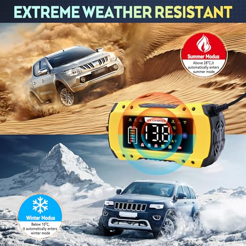 Cargador Baterias Coche, 12V 8A Inteligente Cargador De Baterias Coche Y Moto, Pantalla LCD Inteligente, Múltiples Protecciones, para Camión, Moto - imagen 2