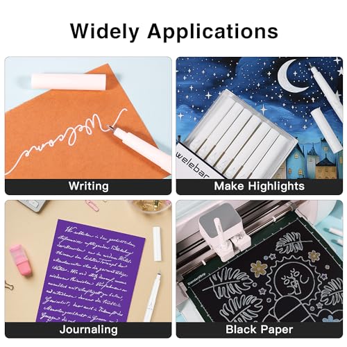 Image of White Ink Gel Pens Compatible with Cricut Maker 3 /Maker 4 /Maker /Explore 3 /4 /5 /Air 2 /Air, 7 Pack Medium Point Pens for Drawing, Lettering, Adding Highlights