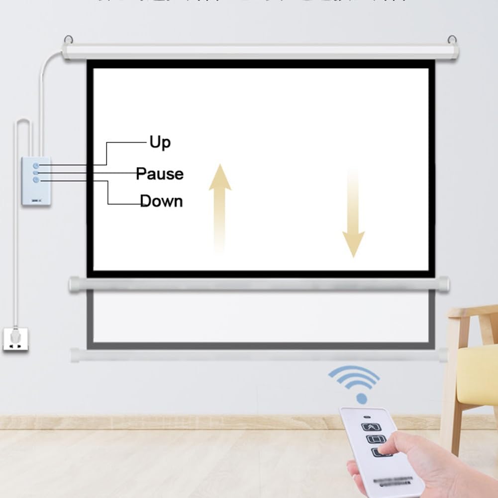 Schermo per Proiettore Motorizzato con Telecomando,Schermo di Proiezione Elettrico Automatico da 60 Pollici,Schermo per Film 4K HD per Cinema a Casa e Ufficio(16:9)