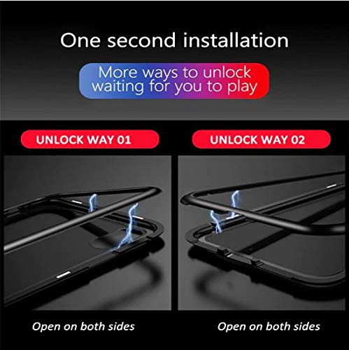 Image of MOBITUSSION Ultra Thin Magnetic Metal Edged Tempered Glass Back Cover Compatible for iPhone Xs Max (Transparent Black)