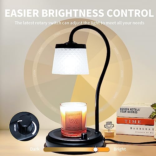 Kciplab Candle Warmer Lamp For Jar Candles With Dimmer, Electric Candle Melt Lamp With 2 Bulbs, No-Flame Adjustable Home Scented Jar Candles Heater, Compatible With Yankee Candle Large Jar Candle #TOP3