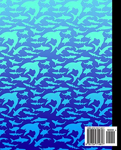 Composition: Blue Gradient Shark Composition Notebook for Kids, Cool Marble Sharks Pattern for Boys, Wide Ruled Book 7.5 x 9.25 in, 110 Pages, Back to School Supplies, For Students and Teachers image 4