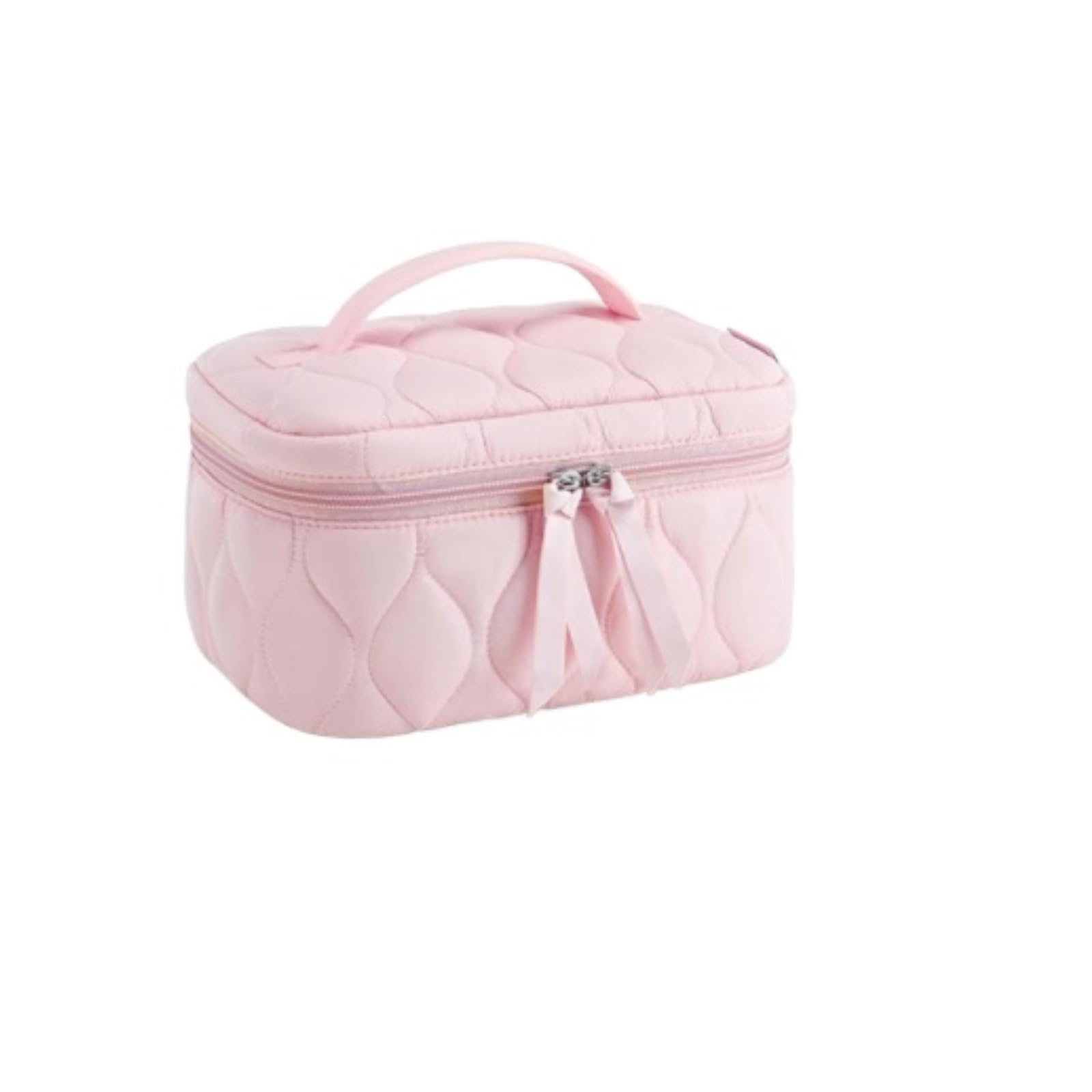 RUVOO Portátil para Viaje Bolsas Bolsa De Cosméticos De Viaje, Bolsa De Cosméticos Acolchada Esponjosa, Bolsa De Maquillaje For Mujer, Bolsa De Aseo Organizador Maquillaje(Pink)