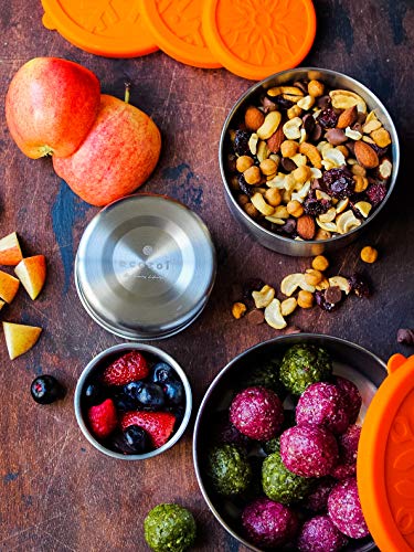 Ecozoi Stainless Steel Containers With Lids | Leak Proof Snack Container 4 Pc Set | Bonus Cotton Carrying Case | Eco Friendly Bento Box Food Storage Lunch Box #TOP2