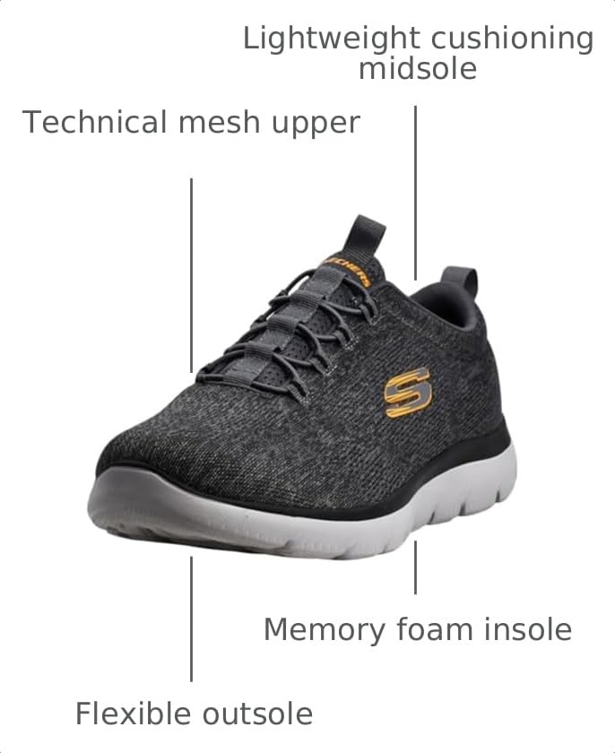 Image of Skechers Men's Summits Louvin Sneaker | Casual, Memory Foam, Machine Washable, Bungee Slip-On