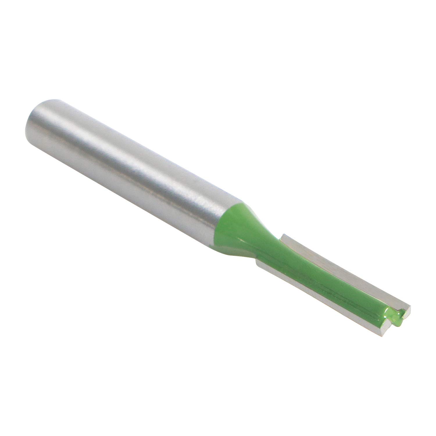 Aopin, Punta da fresa con codolo dal diametro di 6 mm, dal diametro di taglio di 4 mm, dritta, a scanalatura singola, in carburo, per lavorazione del legno, colore verde e argento, 4 pezzi