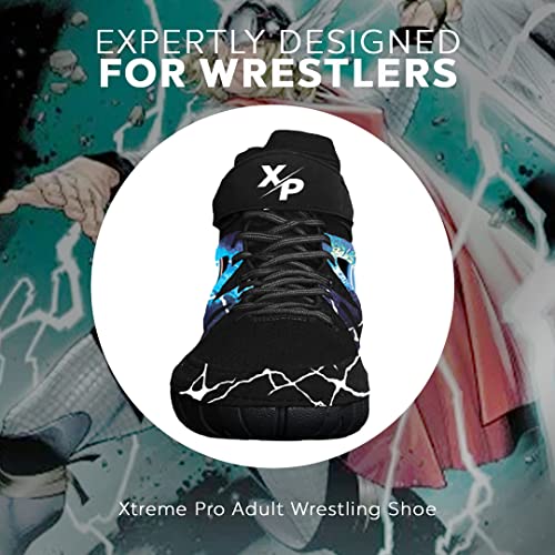 Xtreme Pro Thor Love & Thunder Adult Wrestling Shoe's Air Mesh | Easy Straplace Cover | Foam Sock Liner (Black/White/Blue/Pink, Size 8) #TOP5