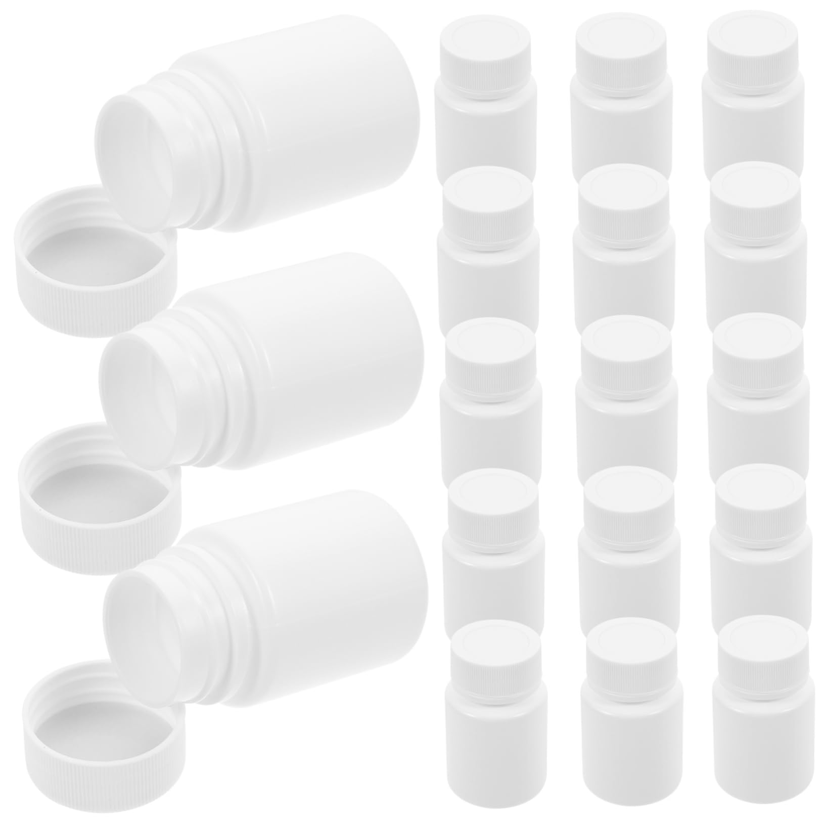 HAWILLOSCH Small Medicine Bottle 20pcs Plastic Sample Bottles Reusable for Tablets Capsules