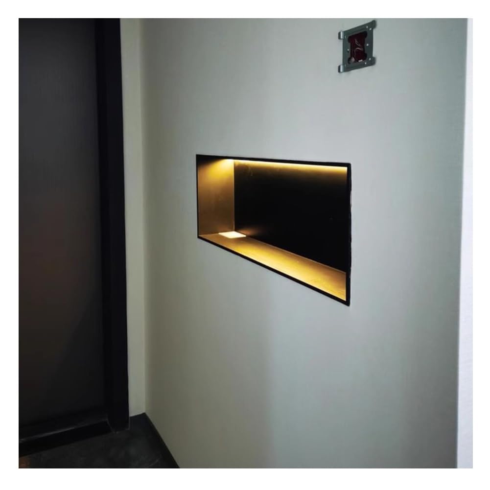 Estante de pared impermeable de acero con LED para ducha Sto negro, 92 x 32 x 12,5 cm, accesorio de baño moderno