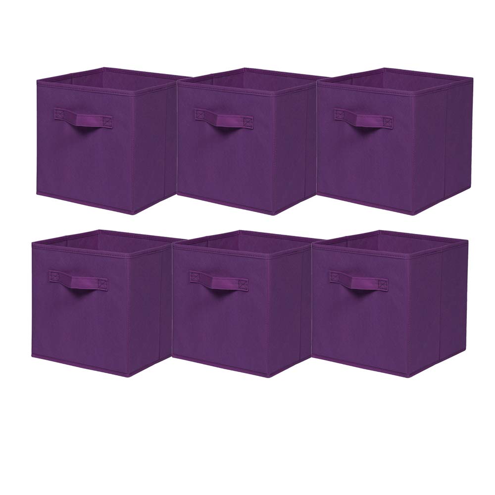 BonChoice Foldable Storage Cubes Boxes with Handle for Home Organization, Fabric Wardrobe Storage Box Organizer Basket Bins for Clothes Toys Towels, Collapsible&Durable (6, Purple) — image 1