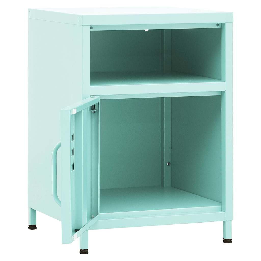 Nachttische 2er Set Minzgrün 35x35x51 cm Stahl Beistelltisch Schlafzimmerschrank Organizer Schlafzimmer modern platzsparend