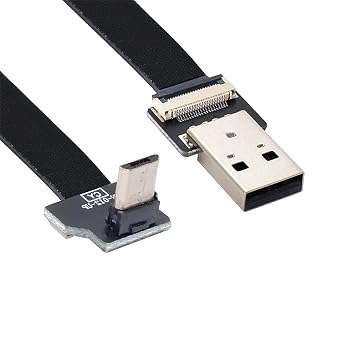 xiwai 1.0M Up Angled USB 2.0 Type-A Male to Micro USB 5Pin Male Data Flat Slim FPC Cable for FPV & Disk & Phone