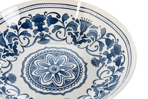 Assiettes en porcelaine résistantes bleu ethnique pour simplifier les repas