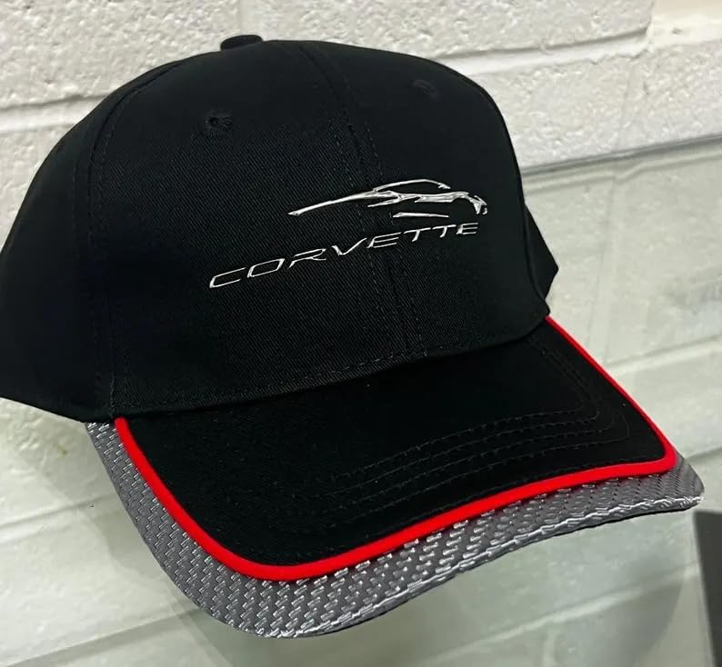 C8 Corvette Next Generation Gesture Logo Hat - Chevrolet Performance Cap with Carbon Fiber Accent & Red Stripe - Image 3