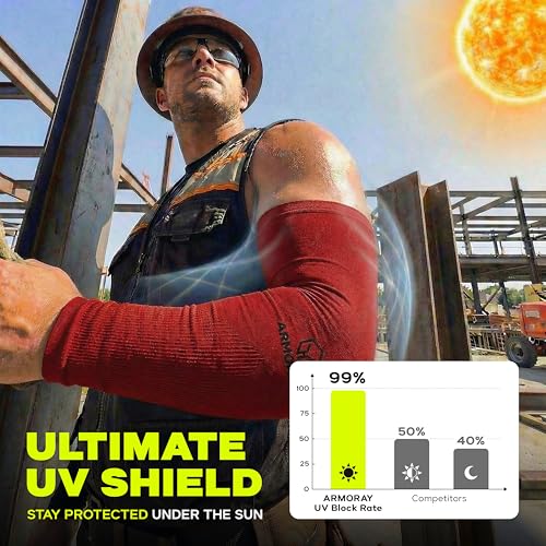 Image of ARMORAY Arm Sleeves for Men or Women - Compression Warmers to Cover Tattoo - for Basketball Golf Running Football Cycling or Sun Protection