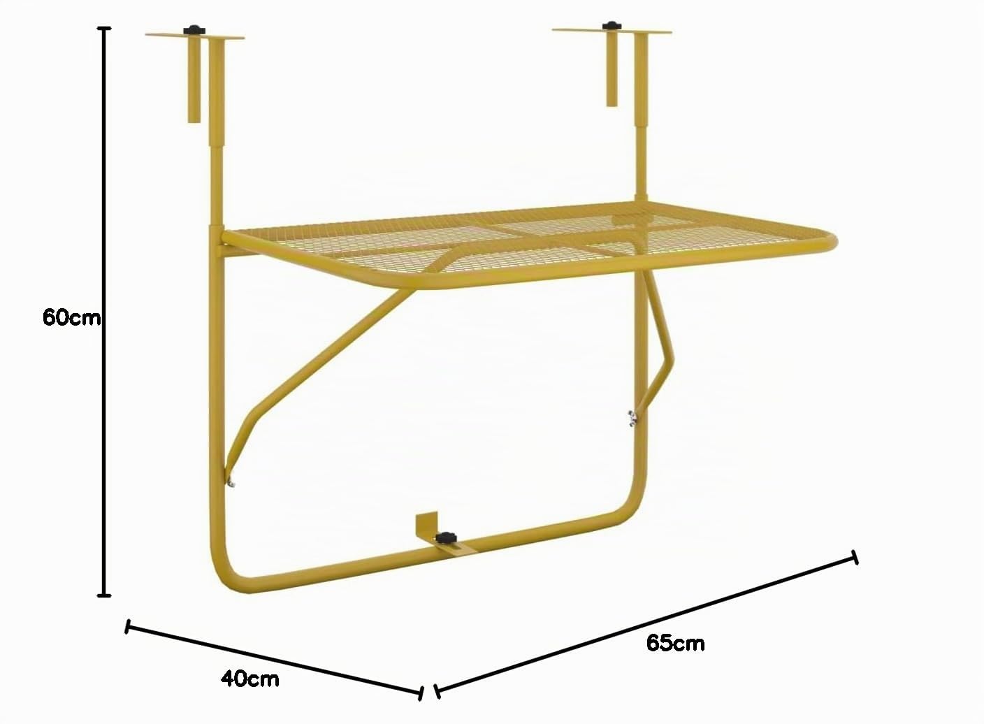 vidaXL Balkontisch Klappbar Balkonhängetisch Hängetisch Klapptisch Gartentisch Tisch Balkon Beistelltisch Balkonklapptisch Golden 60x40cm Stahl