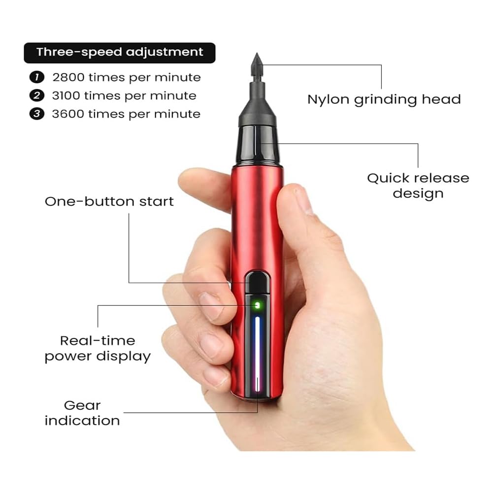 momend Levigatrice, Mini Levigatrice, Penna Abrasiva Elettrica con Ricarica USB con Testa di Levigatura da 8 Pezzi e Carta Vetrata Autoadesiva Durevole Facile da Installare Facile da Usare