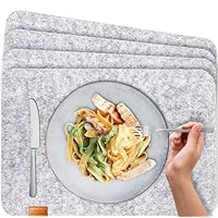 Set 8 Pezzi Tovagliette E Sottobicchieri In Feltro Smøla - Rotonde, Grigie, 37 Cm E 10 Cm - Lavabili, Resistenti Al Calore, Design Scandinavo
