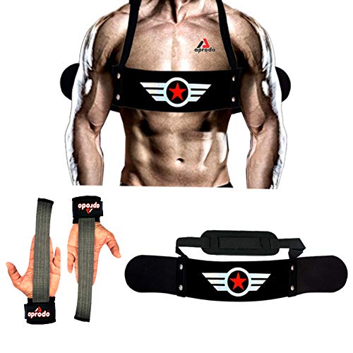 Image of Aprodo Gym Fitness Combo (Arm Blaster with Grey Weight Lifting Strap) (Red Star & Grey WLS)