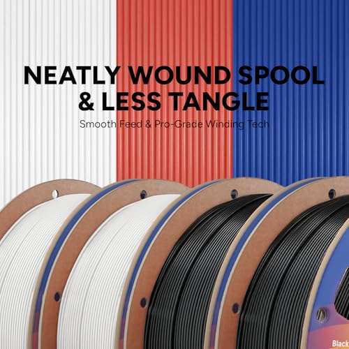 Image of OVERTURE 4KG Bundle High Speed PLA Filament 1.75mm, Neatly Wound 3D Printer Filament 4 Pack 1kg Spool (2.2lbs) Rapid PLA, Fit Most FDM 3D Printers (Black*2 & White*2)
