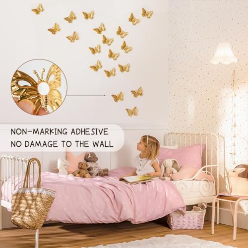 Decoración de mariposas doradas 3D, 18 unidades miniatura 2