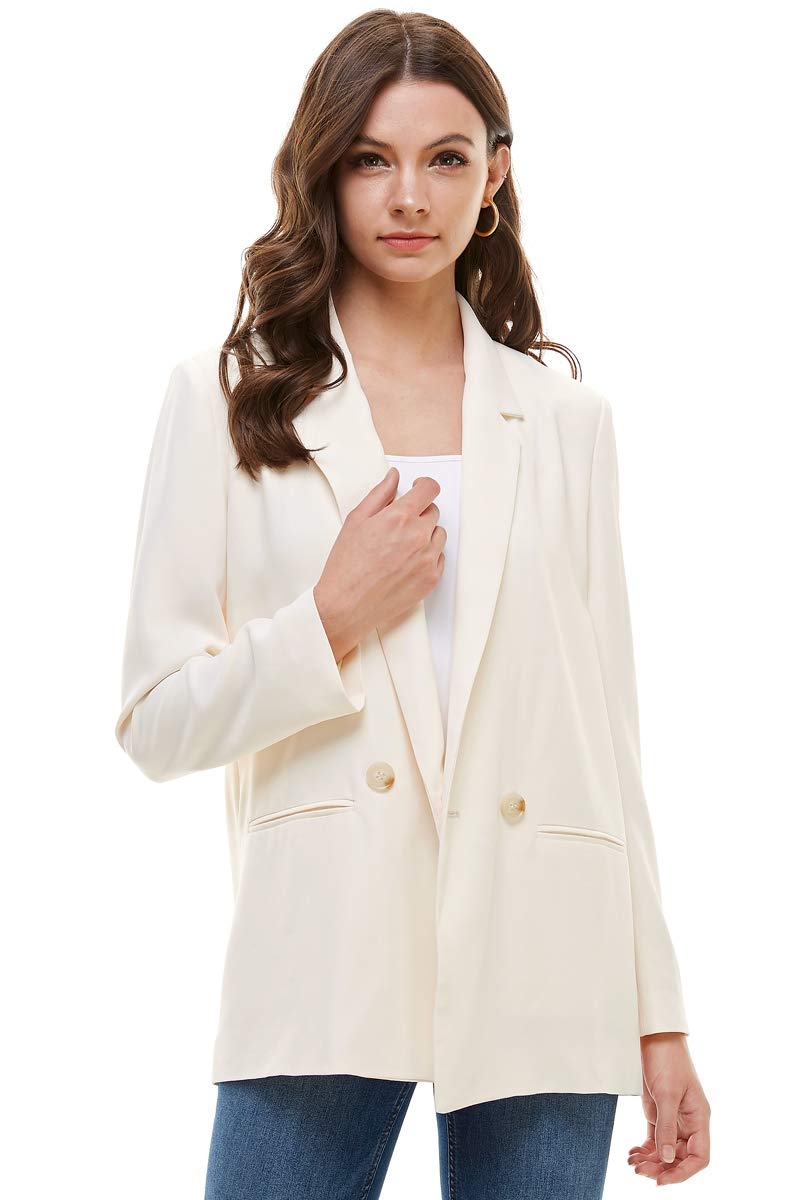 Alexander + David Women’s Loose Blazer Jacket Suit, Oversized and Loose Fit Work Blazer with Double Buttons