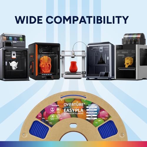 Image of OVERTURE Easy PLA 1.75mm 3D Printer Filament, 1kg PLA Cardboard Spool (2.2lbs), Dimensional Accuracy + /- 0.02mm, Fit Most FDM Printer (Easy Cobalt Blue)