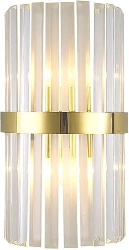 VDOQTLJT Clear Strip Crystal Wall Light Metal Base Lamp Restaurant Sconce Lamps sconces(Gold,17x35cm)