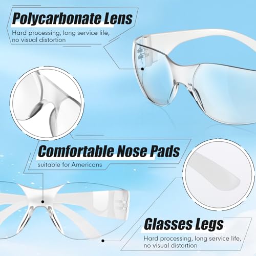 Image of Chumia 100 Pairs Safety Glasses Bulk Clear Protective Eyewear Scratch Resistant Safety Glasses for Men Workshop Lab Group