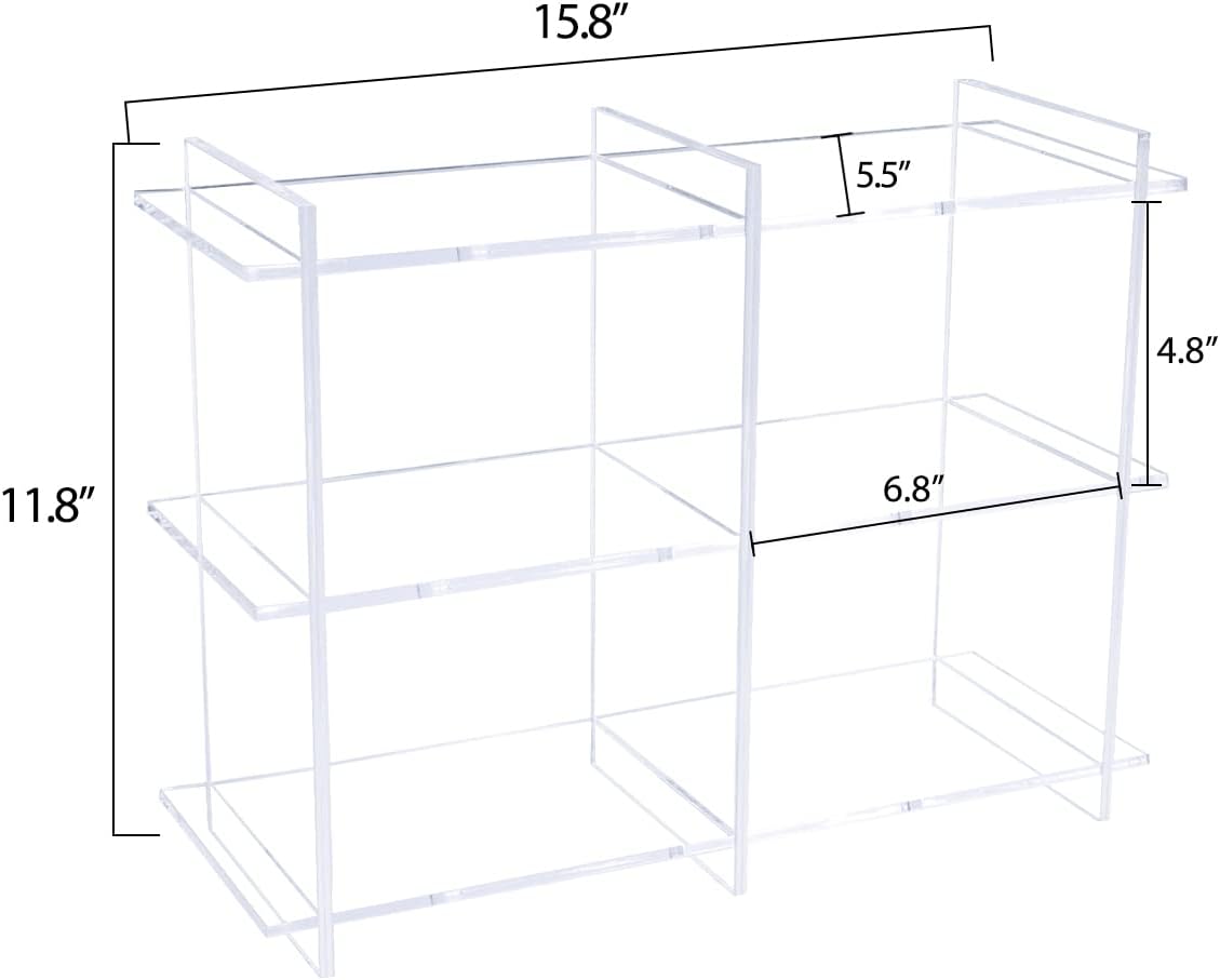 Sumerflos 3-Tier Acrylic Tabletop Display Shelf, Modern Clear Display Stand, Sturdy Storage Shelves for Toy, Makeup, Perfume, Spice