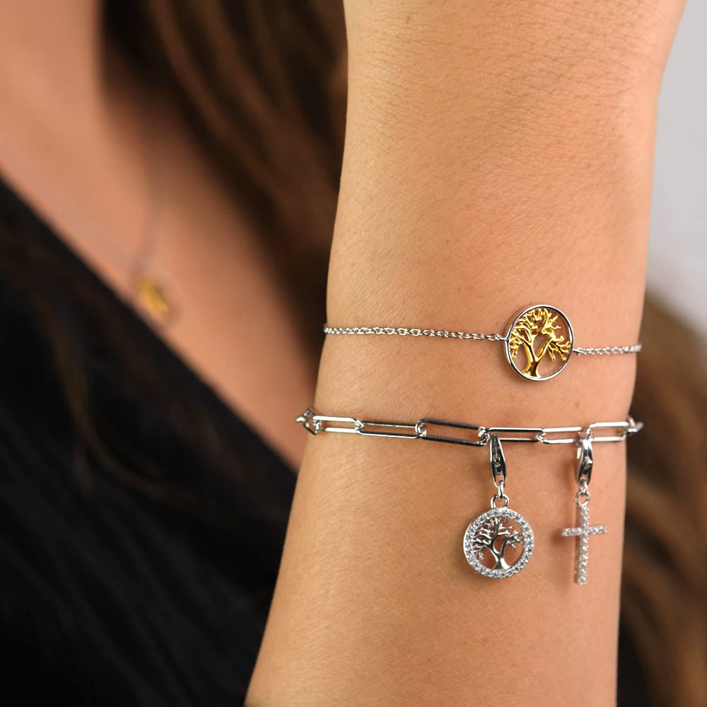 Engelsrufer Damen Armband aus Sterling Silber und Lebensbaum Anhänger Gold - Karabinerverschluss - in zwei Längen verstellbar - nickelfrei