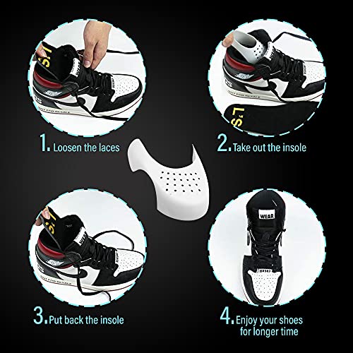 Improv 2 Pairs Crease Protectors, Anti Wrinkle Sneaker Shoe Crease Guards For Men And Women, Crease Protectors For Air Force 1 (White, Men's Size 8-13) #TOP3