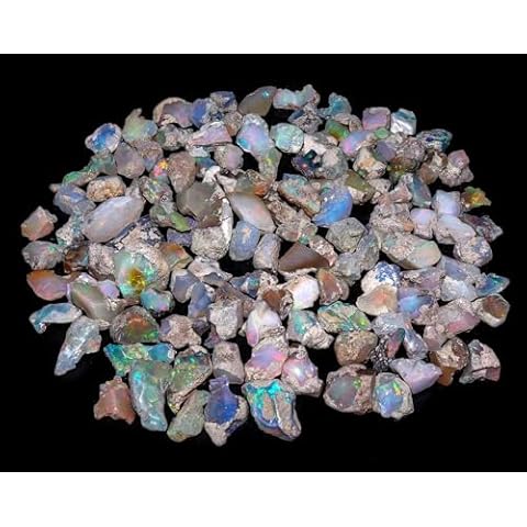 KantaIncorporation Genuine 200+ carats Natural Mix Fire Ethiopian Opal Rough Gemstone, Raw Crystals Rock, Jewelry Making Supplies, Chakra Healing Stone Gift for Mom, Opal Supply. Average to Good Grade Cover