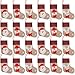 Ivenf Christmas Mini Stockings, 24 Pcs 7 inches Burlap 3D Santa Snowman Reindeer Stockings, Gift Card Silverware Holders, Bulk Treats for Neighbors Coworkers Cats Dogs, Small Rustic Xmas Tree Decor