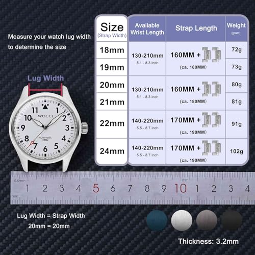 WOCCI 20mm Bracelet de Montre en Métal Robuste pour Homme, Acier Inoxydable 316 L, Fermoir Déployant à Double Verrouillage (Noir) – vue 5