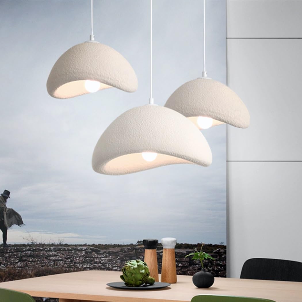SYAXVOM Modern WABI-sabi Pendant Light, Creative Nordic Design, Matte White, Cement E27 Chandelier for Bedroom, Dining Room, Kids Kitchen, 80cm